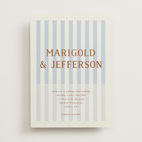 This is a wave wedding invitations with standard by Kelly Watkins called stripes printing on signature in standard