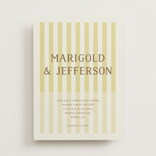 This is a citrine wedding invitations with standard by Kelly Watkins called stripes printing on signature in standard