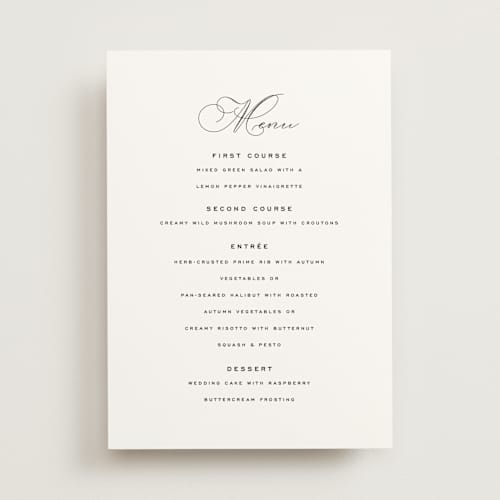 This is a linen menu cards with standard by Olivia Kanaley Inman called limelight printing on signature in 5x7