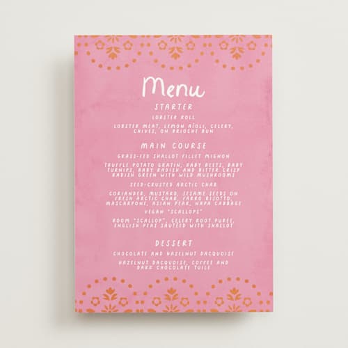 This is a carnation menu cards with standard by Itsy Belle Studio called vienes printing on signature in standard
