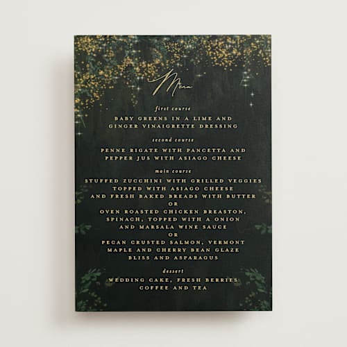 This is a mystic menu cards with standard by Phrosné Barwood called new orleans from disney's princess and the frog printing on signature in standard