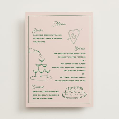 This is a avocado menu cards with standard by Helena Vitto called crazy little thing called love printing on signature in 5x7