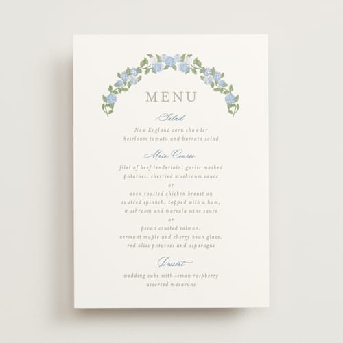 This is a ocean menu cards with standard by Creo Study called pillowy border printing on signature in standard