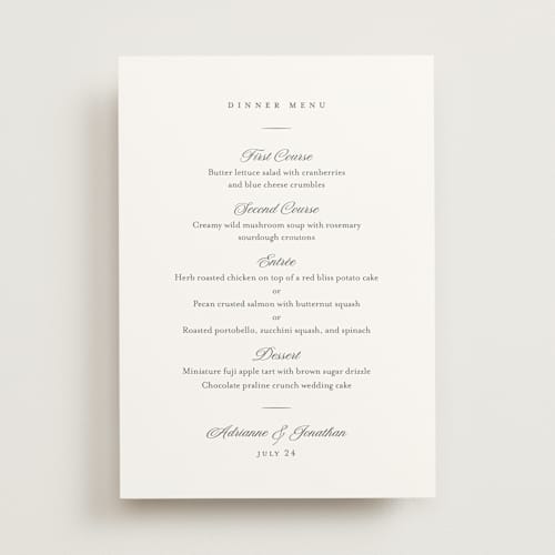 This is a chiffon menu cards with standard by Eric Clegg called together always printing on signature in standard