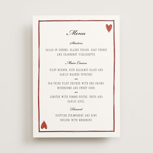 This is a lily menu cards with standard by Pati Cascino called two hearts printing on signature in standard