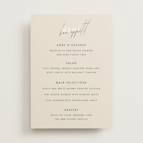 This is a olive you more menu cards with standard by Design Lotus called true north printing on signature in standard
