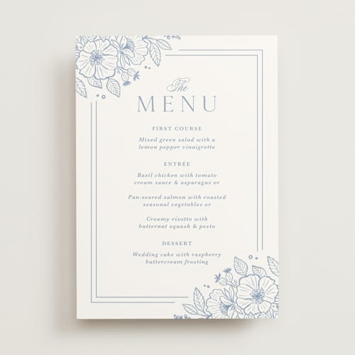 This is a nova menu cards with standard by Kristen Smith called wild roses printing on signature in 5x7
