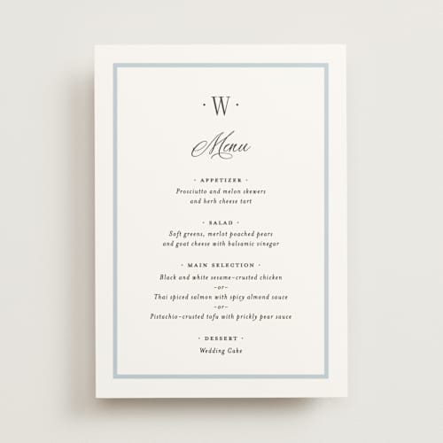 This is a hydrangea menu cards with standard by Carolyn MacLaren called dotted classic printing on signature in standard