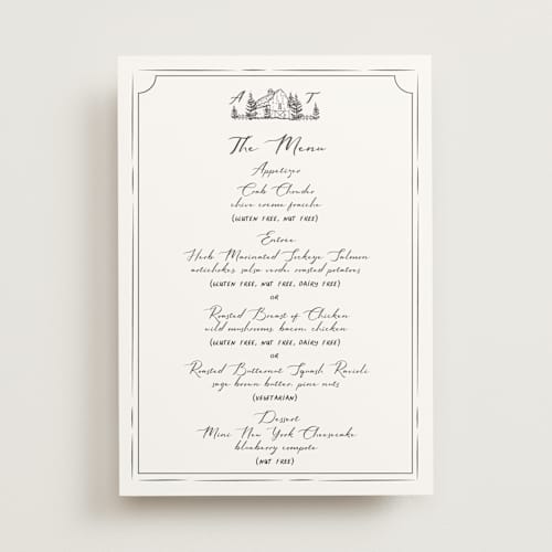 This is a cloudy menu cards with standard by Sherley Ferreira called southern soul printing on signature in 5x7