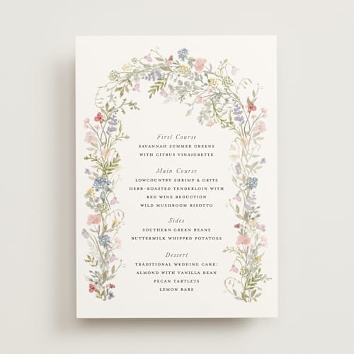 This is a sage menu cards with standard by Lori Wemple called flowering arch printing on signature in standard