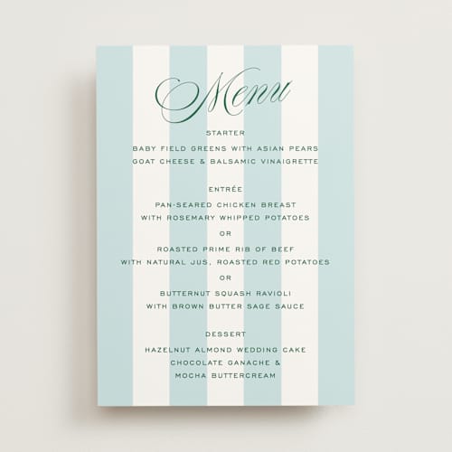 This is a low tide menu cards with standard by Susan Zinader called island palm printing on signature in standard