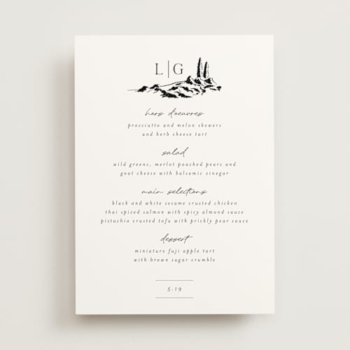 This is a noir menu cards with standard by Shiny Penny Studio called countryside villa printing on signature in 5x7