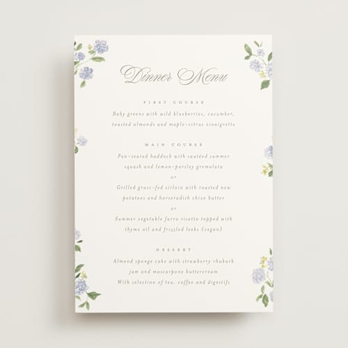 This is a sky menu cards with standard by Everett Paper Goods called ocean point printing on signature in standard
