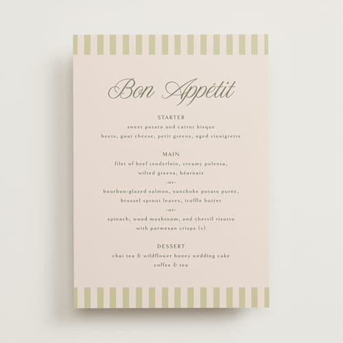 This is a meadow menu cards with standard by Melanie Kosuge called soria printing on signature in standard