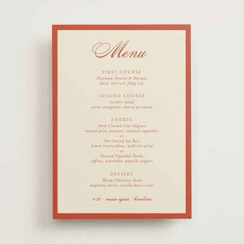 This is a cherry menu cards with standard by Ani Somi called borders printing on signature in standard