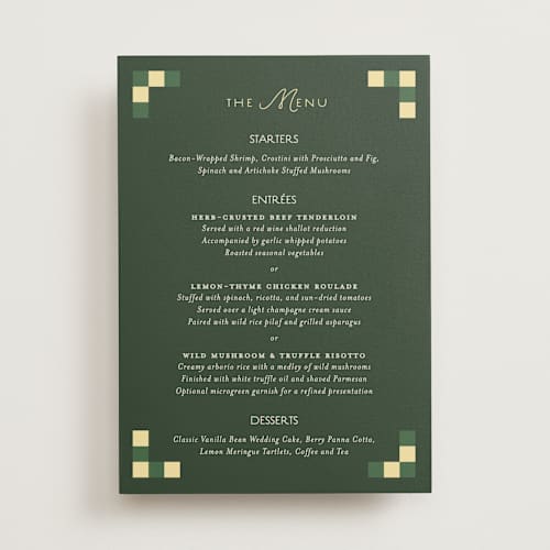 This is a citrus menu cards with standard by Angela Quan called grid printing on signature in standard