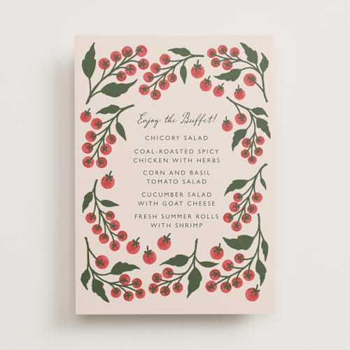 This is a tomato wedding signs with standard by Katharine Watson called cherry tomatoes printing on doublethick in 5x7