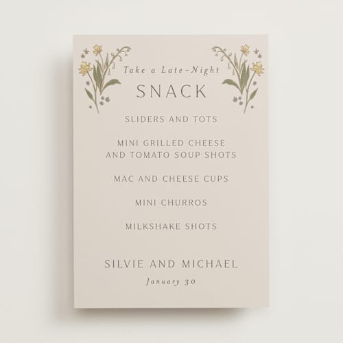 This is a petal wedding signs with standard by Nicoletta Savod called parisian garden printing on doublethick in 5x7
