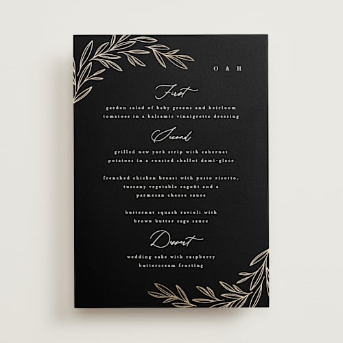 This is a ink menu cards with foil pressed by Kristie Kern called bianca printing on signature in standard