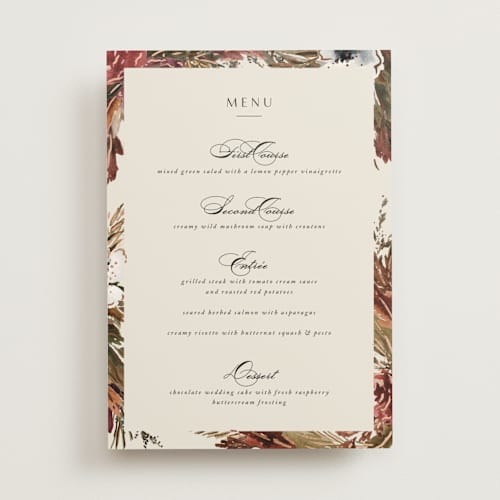 This is a autumn menu cards with foil pressed by Kate Ahn called poetique printing on signature in standard