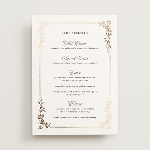 This is a diamond menu cards with foil pressed by Kate Ahn called lake como printing on signature in 5x7