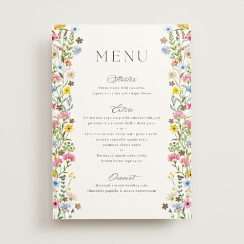 This is a garden menu cards with foil pressed by Yaling Hou Suzuki called bright garden printing on signature in 5x7