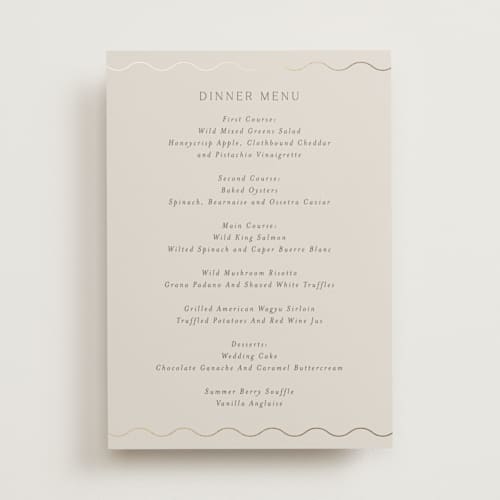 This is a petal menu cards with foil pressed by Nicoletta Savod called parisian garden printing on signature in 5x7