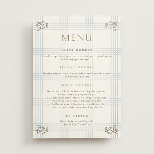 This is a belair menu cards with foil pressed by Grae called salt and ivory printing on signature in 5x7