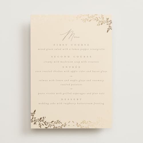 This is a sand menu cards with foil pressed by Creo Study called leafy garland printing on signature in standard