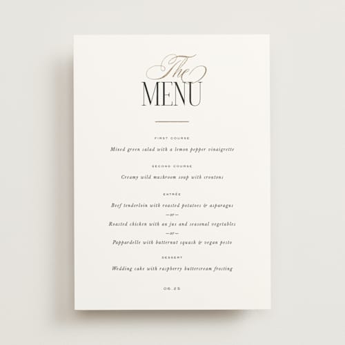 This is a opal menu cards with foil pressed by Leah Bisch called unite printing on signature in standard