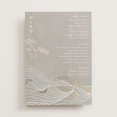 This is a ash menu cards with foil pressed by Jelena Vuletic called asahi printing on signature in 5x7