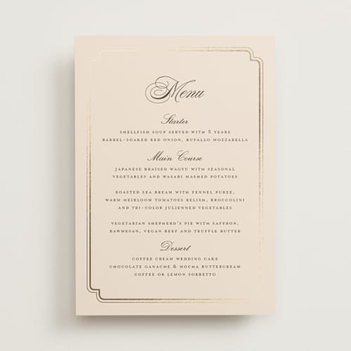 This is a bisque menu cards with foil pressed by chocomocacino called lussekatter printing on signature in 5x7