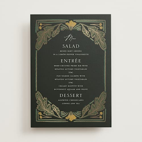 This is a buttercup menu cards with foil pressed by Jen Owens called embellished printing on signature in 5x7