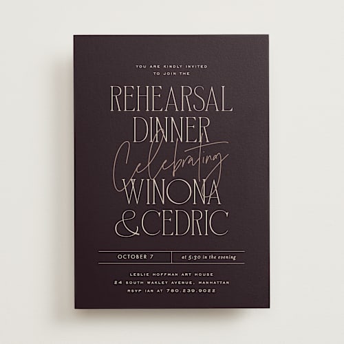 This is a onyx rehearsal dinner invitations with standard by chocomocacino called chourico printing on signature in standard