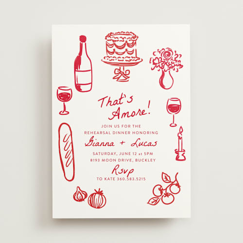 This is a tomato rehearsal dinner invitations with standard by Itsy Belle Studio called that's amore printing on signature in standard