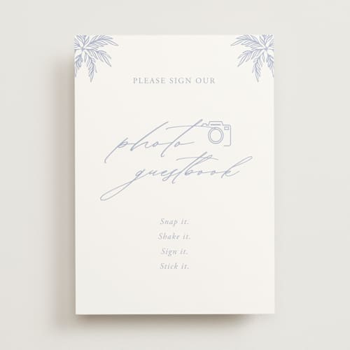 This is a pale cerulean wedding signs with standard by Sabrin Deirani called ocean dreams printing on doublethick in 5x7