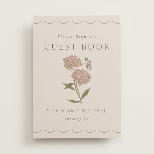 This is a petal wedding signs with standard by Nicoletta Savod called parisian garden printing on doublethick in 5x7