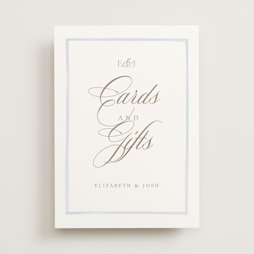 This is a sky wedding signs with standard by Jennifer Wick called bristol printing on doublethick in 5x7