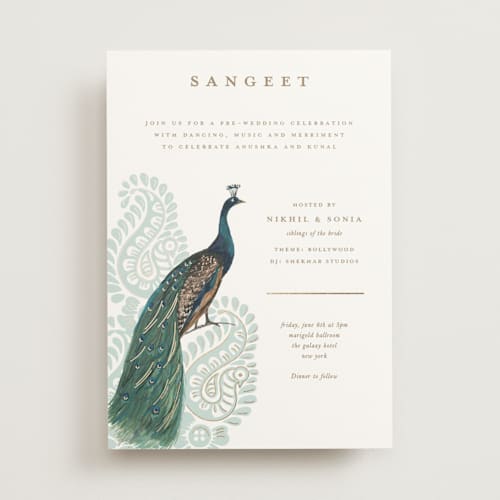 This is a mint foil stamped wedding invitations with foil pressed by Teju Reval called royal wedding printing on signature in standard