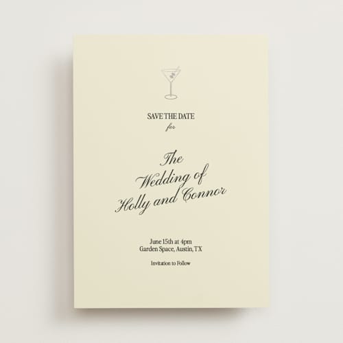 This is a buttercream foil stamped save the date cards with foil pressed by Helena Vitto called elizabeth printing on signature in standard