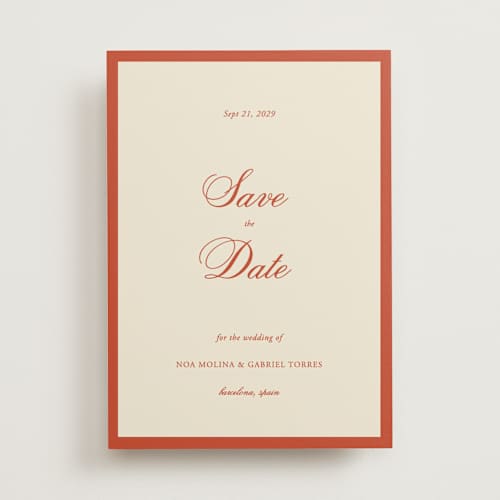 This is a cherry save the date with standard by Ani Somi called borders printing on signature in standard