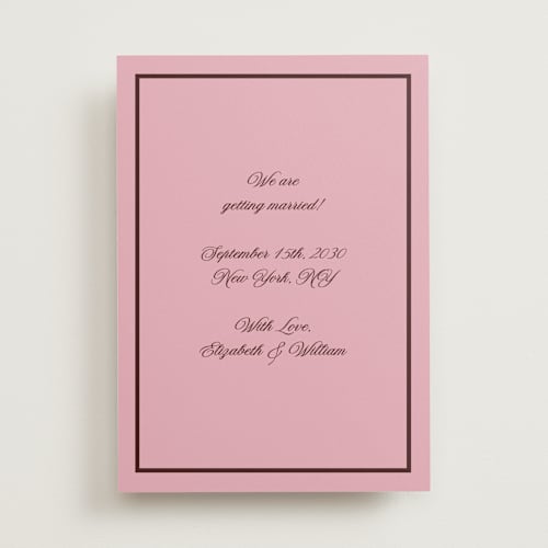 This is a pink moon save the date with standard by Helena Vitto called angelene printing on signature in standard