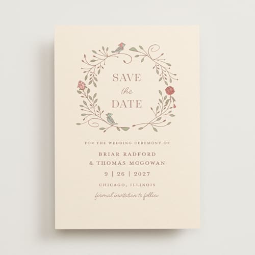 This is a autumn save the date with standard by Morgan Ramberg called disney storybook printing on signature in standard