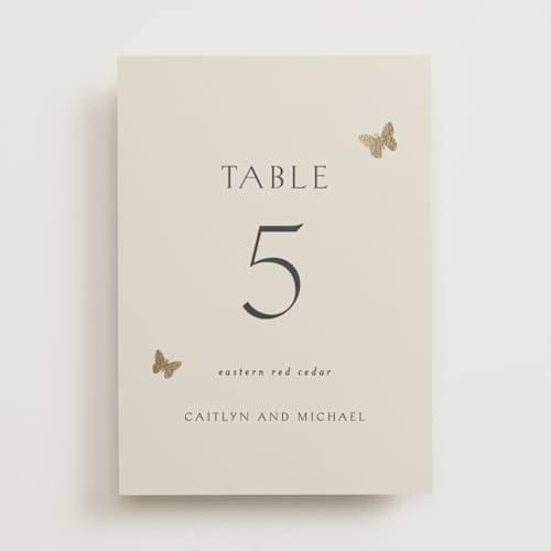 This is a blush meadow table numbers with foil pressed by Grae called dancing in the garden printing on doublethick in standard