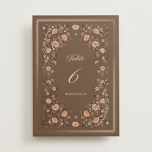 This is a chocolate table numbers with foil pressed by Paola Benenati called blooming path printing on doublethick in standard