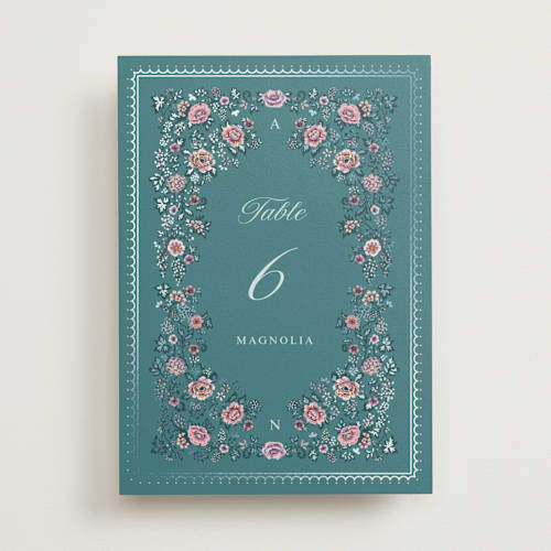 This is a ocean table numbers with foil pressed by Paola Benenati called blooming path printing on doublethick in standard