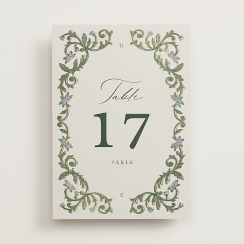 This is a bluebell table numbers with foil pressed by Jen Owens called grandeur printing on doublethick in standard