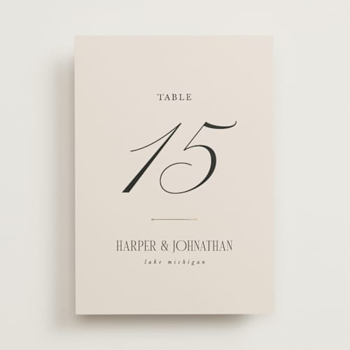 This is a linen table numbers with foil pressed by Kate Ahn called mirin printing on doublethick in standard