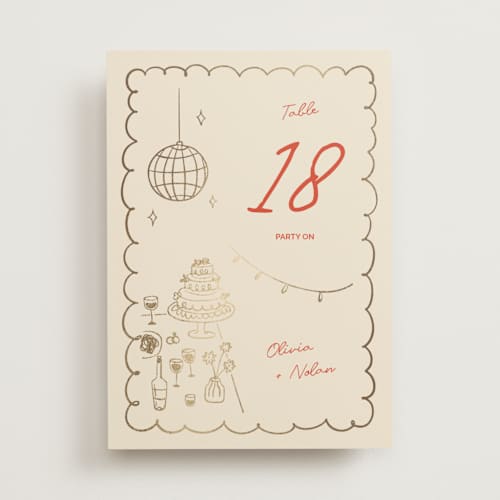 This is a sangria spark table numbers with foil pressed by Zove Ahhh called party on! printing on doublethick in standard