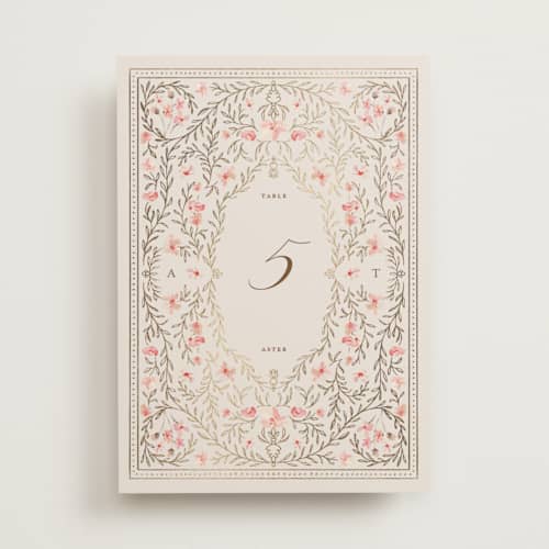 This is a versailles table numbers with foil pressed by Claudia Orengo called victorian printing on doublethick in standard